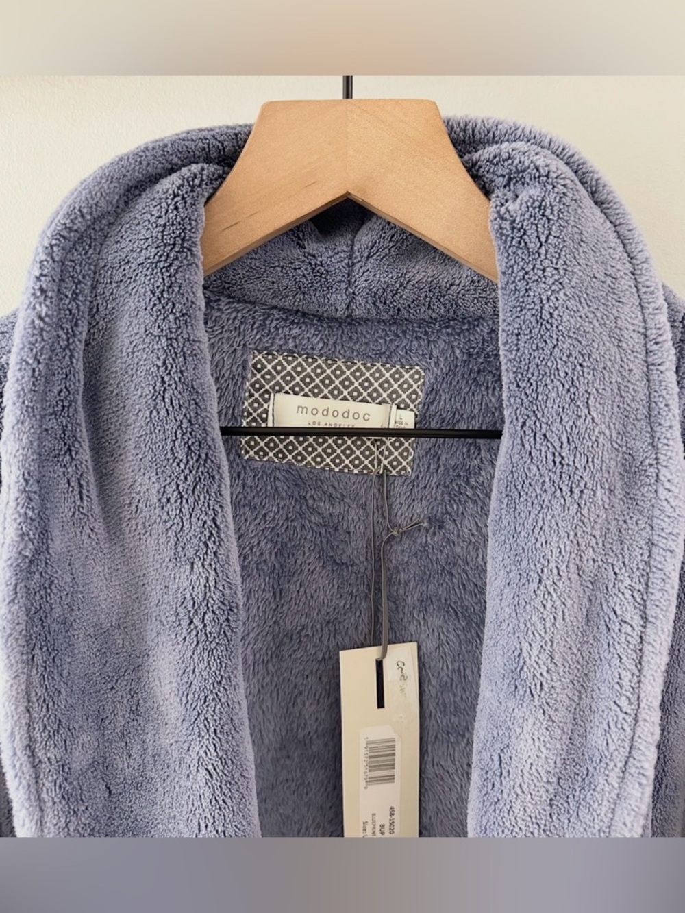 Mododoc Long Sleeve Open Front Terry Robe // Blue // Large // NEW - Picture 5 of 6